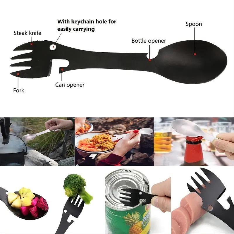 Travel 10 in 1 Stainless Steel Fork, Summer Gifts, Portable Durable Multifunctional Spork, Camping Gadgets 2024, Christmas Gift