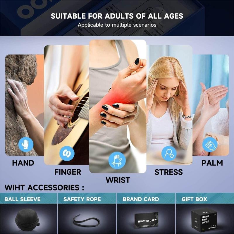 Wrist strength gyro ball, hand and forearm strengthener, wrist strength trainer, automatic start color light.