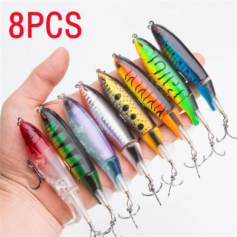 Durable Lifelike Faux Fishing Lures, 8 Counts set False Realistic Baits with Hook, Simulation Artificial Bait for Outdoor Fishing, Fishing Supplies,  Fishing Equipment