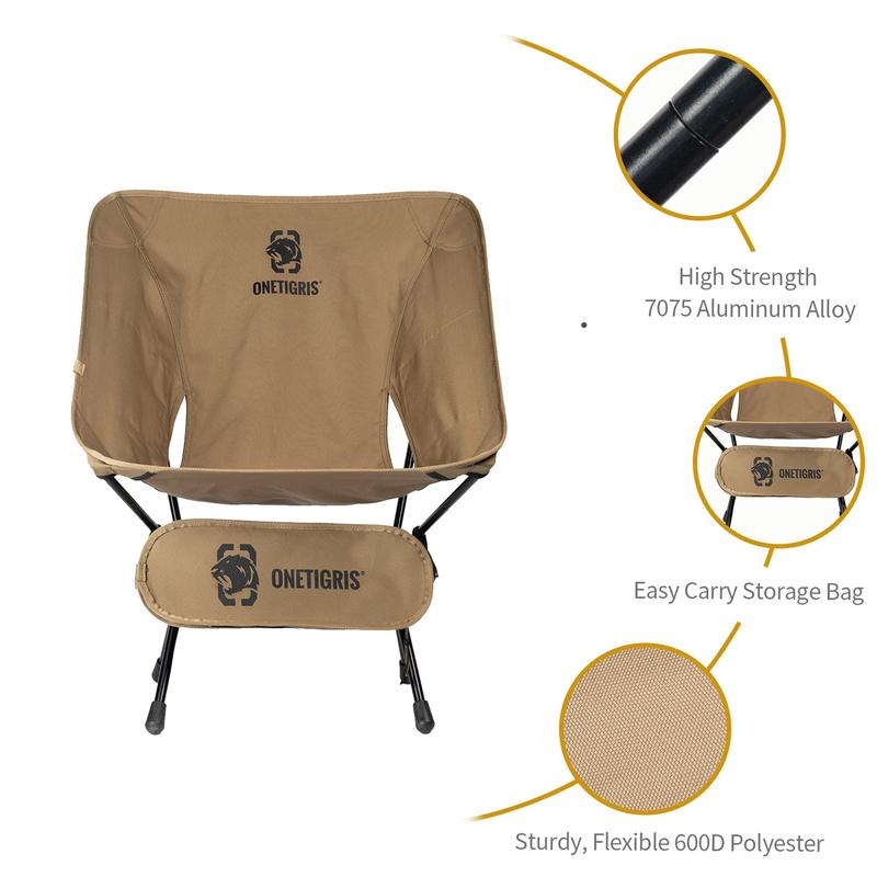 OneTigris Gadgets Portable Camping Chair , 330 lbs Capacity, Heavy Duty Compact Folding Chair for Camping Hiking Gardening Travel Beach Picnic Lightweight