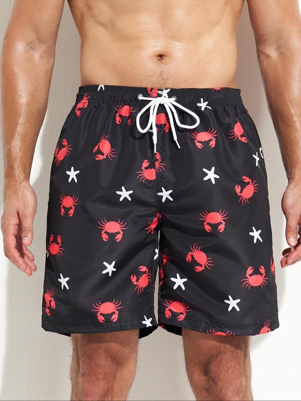 Men Swim Trunks Regular Fit Dolphin Print Drawstring Waist Beach Shorts, Casual Pocket Swim Gym Shorts for for Men Summer, Back To School Swim Class Outfits, Summer Outfits, Women's Swimwear for Beach Vacation