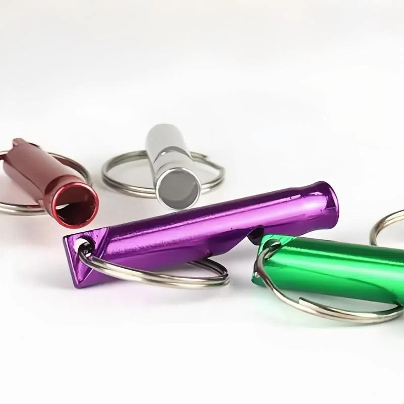 Random Color Aluminum Alloy Whistle, 6 Counts set Mini Whistle with Keychain, Outdoor Training Whistle, Sports & Outdoor Accessories