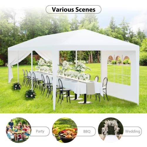 10'x30' White Outdoor Gazebo Canopy Wedding Party Tent with 8 Removable Walls - Sturdy and Durable