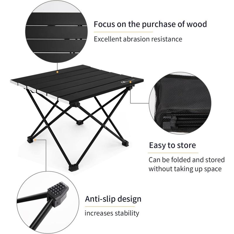 MOON LENCE Camping Table,Folding Beach Table,Small ,Outdoor Ultralight Aluminum Camping Table, Portable Compact Backpacking Travel Table for Beach, Picnics,Cooking, Hiking