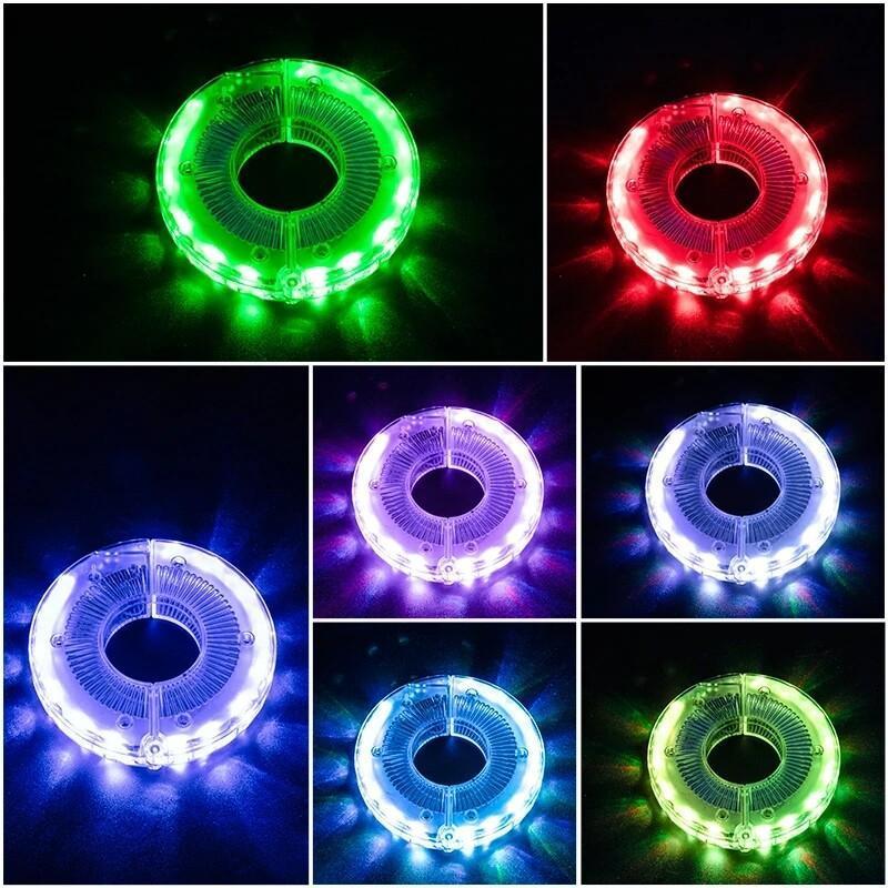 ROCKBROS Bike Wheel Hub Light - 12 LED, 7 Colors, 15 Modes, Waterproof Safety Warning for MTB and Road Bikes