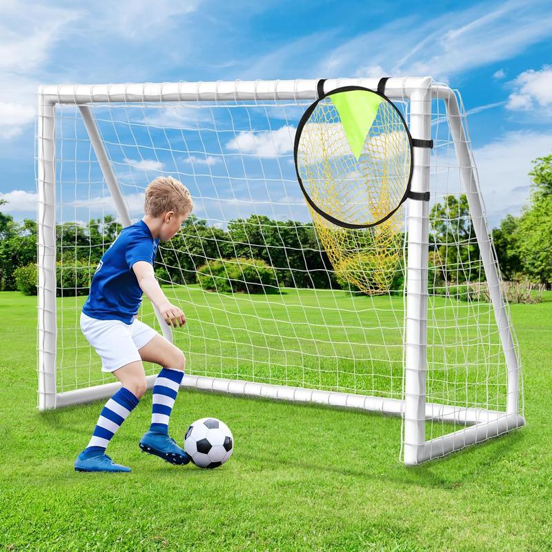 Backyard Soccer Goal , 8x6FT 10x6.5FT Goalpost Soccer Net with Soccer Targets for Goals Training, Soccer Goals with Weatherproof UPVC Frame and Ground Stakes.