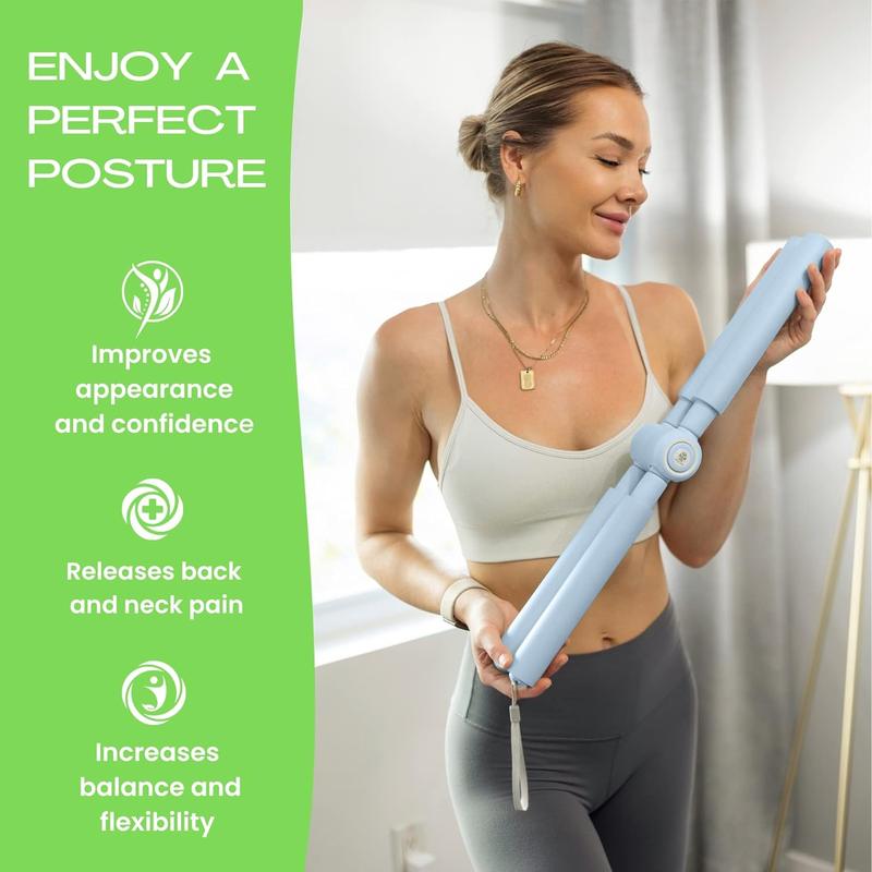 Posture Corrector Yoga Cross Stick - Back Pain Relief for Men Women - Back Stretcher and Straightener for Upper and Lower back - Stretch Pole - Neck hump Cracker bar Cracking device brace