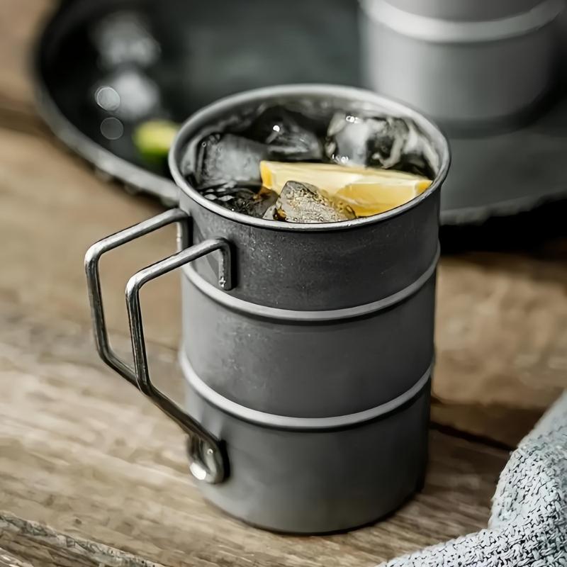 Stainless Steel Retro Style Beer Mug, Portable Outdoor Camping Water Cup, Outdoor Tableware for Camping & Hiking