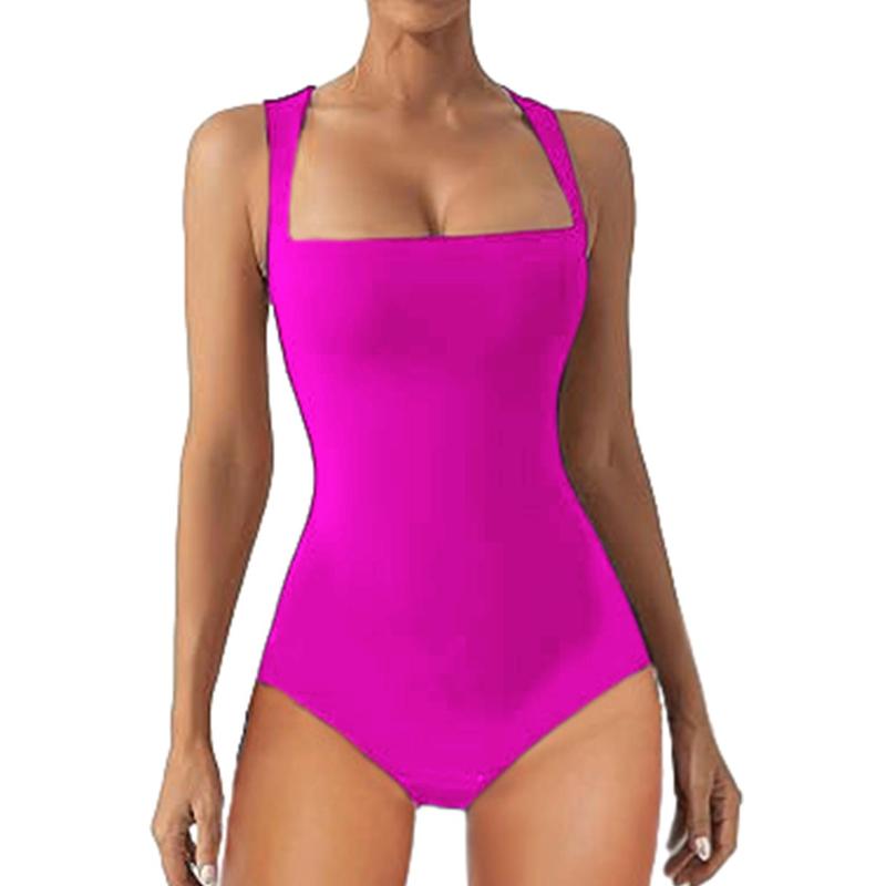 Dokotoo Womens Summer One Piece Swimsuits Square Neck Removable Pads Swimwear Bathing Suits