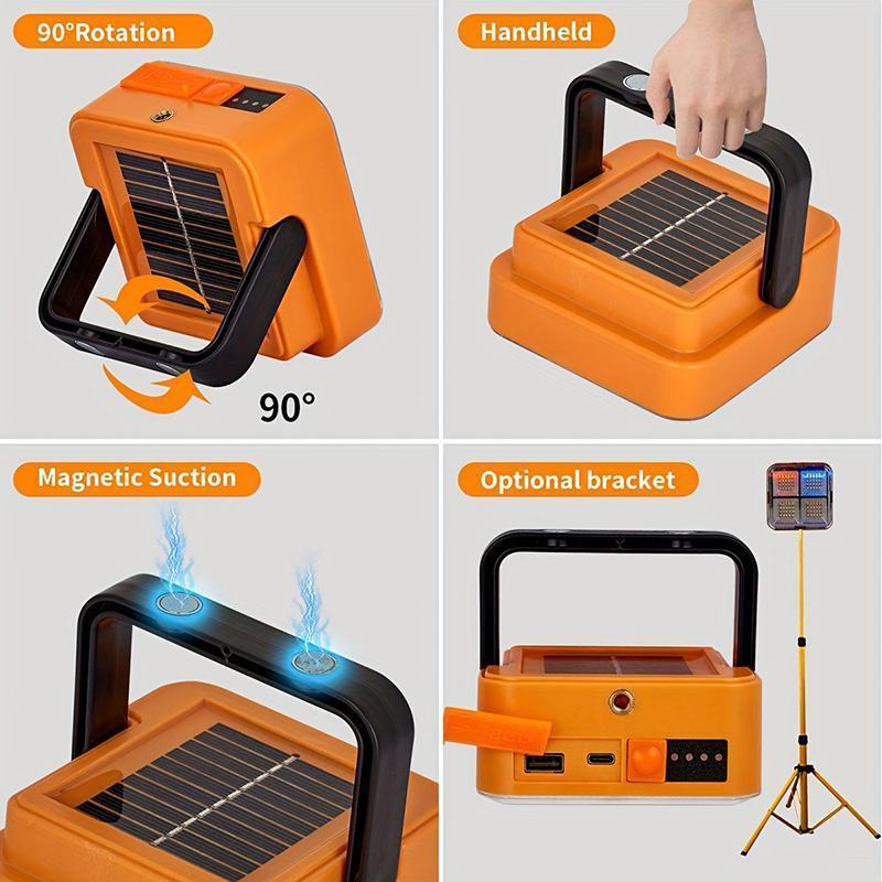 2025 New Solar Rechargeable Multifunctional Searchlight, Outdoor Portable LED Light Handle, Portable Emergency Light, Suitable for Camping, Tourism