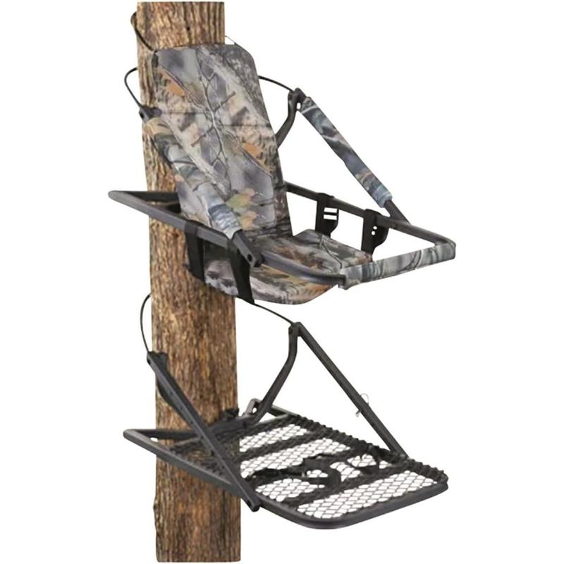 Extreme Deluxe Climbing Tree Stand for Hunting with Seat and Foot Platform, Deer Hunting Accessories