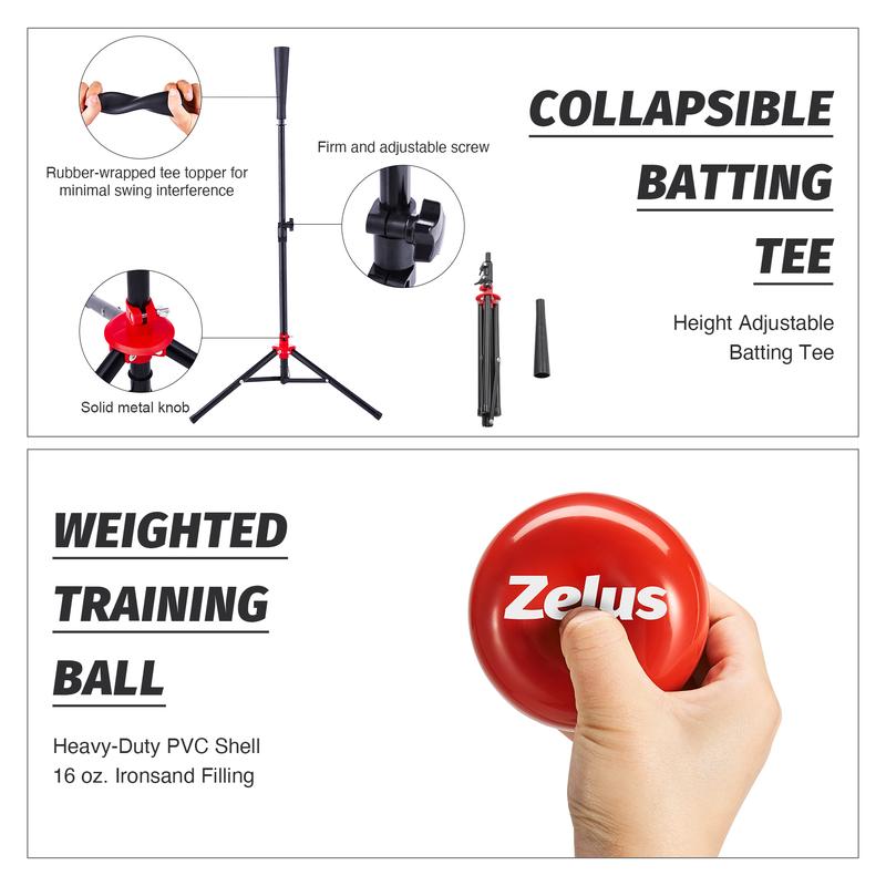 ZELUS 7x7ft Baseball Net | Baseball Softball Practice Net with Tee, Baseballs and Carry Bag for Batting Hitting and Pitching