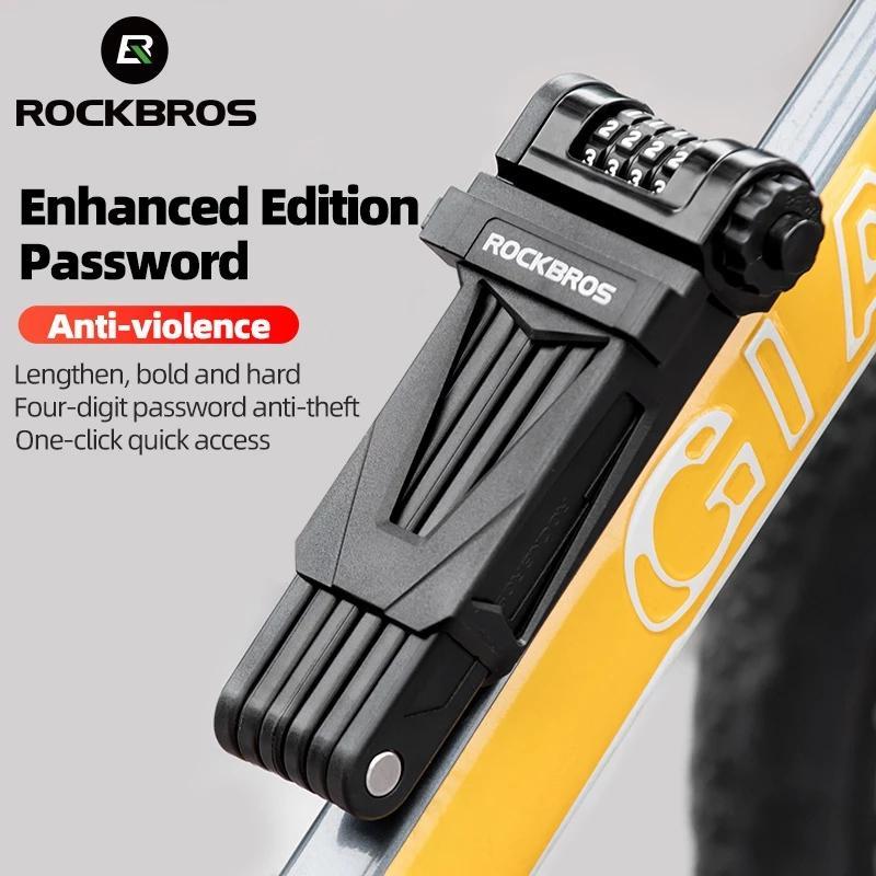 ROCKBROS Folding Bike Lock Combination Bike Lock with Mount Electric Bike Lock Heavy Duty Anti Theft Bicycle Locks with Mounting Bracket 4-Digit Foldable Bike Lock