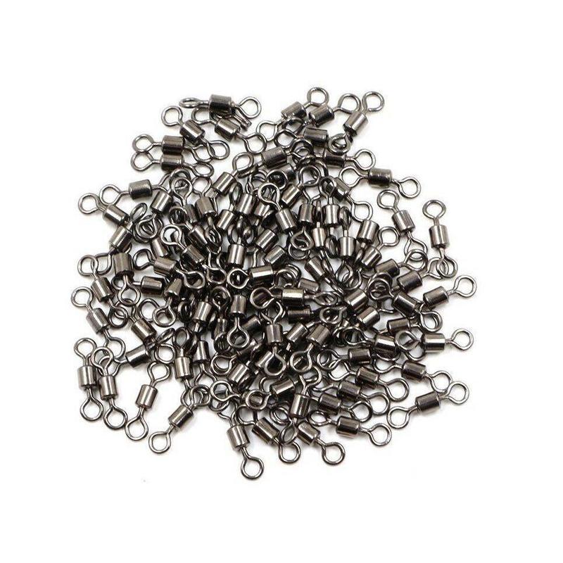 Fishing Swivels Ball Bearing Swivel with Safety Snap Solid Rings Rolling Swivel (100pcs set), Solid Rings Rolling Swivel for Carp Fishing Accessories