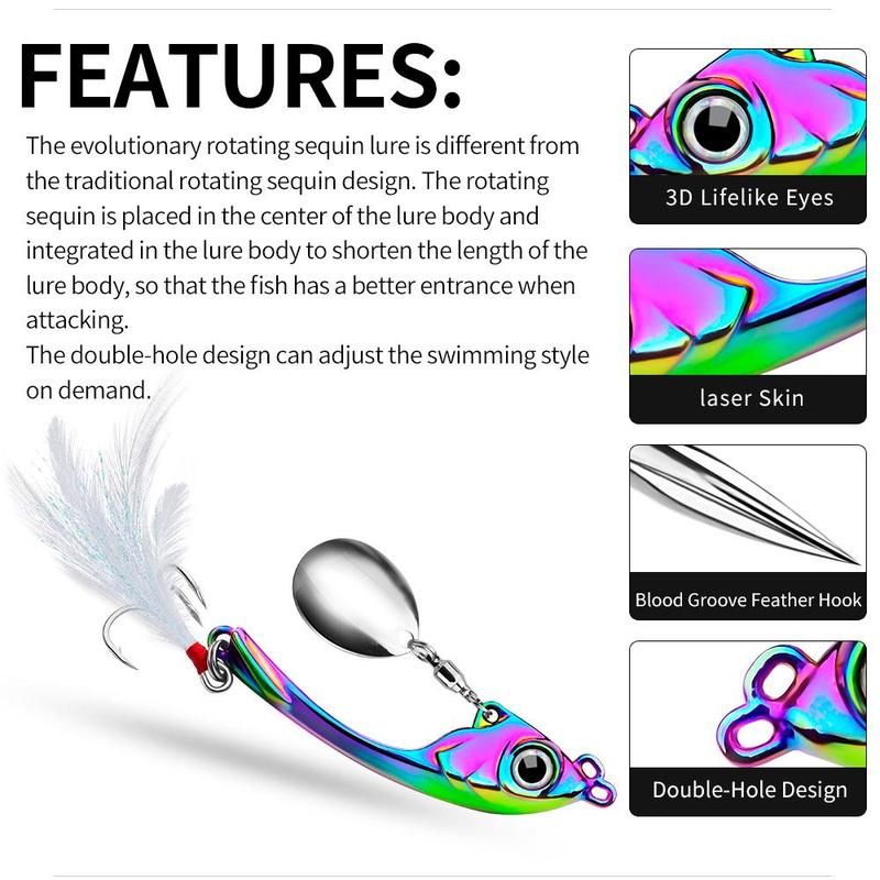 Colorful Fishing Lure, 1 Count Carbon Steel Spinner Bait With Hook, Professional Fishing Accessories For Fishing Enthusiasts, Flyfishing, Solocamping, picnicaesthetic