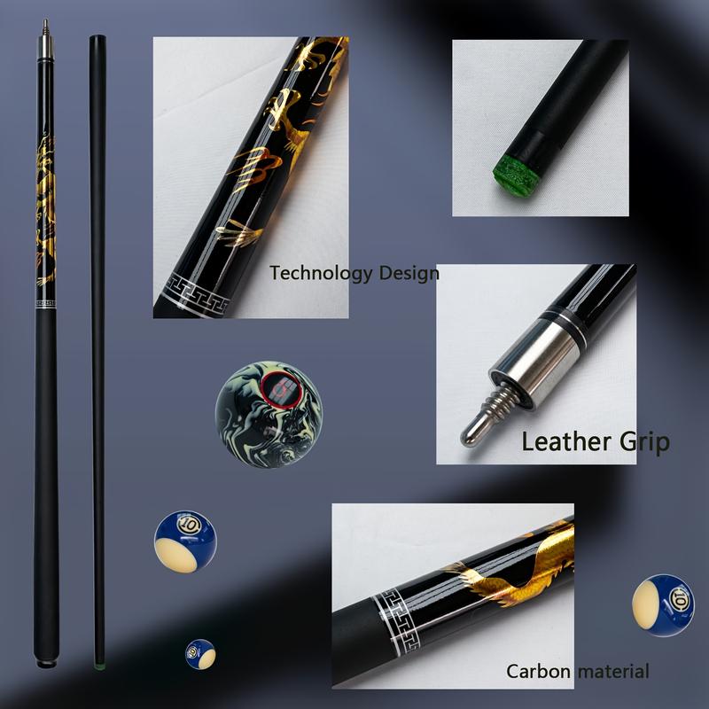 Premium Carbon Fiber Pool Cue with 12.5mm Tip - Dragon Design, Split Design for Versatile Use - Perfect Gift for Holidays & Father's Day billiards