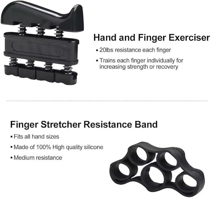 Grip Strength Trainer Kit (5 Pack) Adjustable Resistance Hand Gripper,Finger Exerciser,Hand Extension Exerciser,Stress Relief Ball and Forearm Workout Ring for Muscle Building Injury Recover