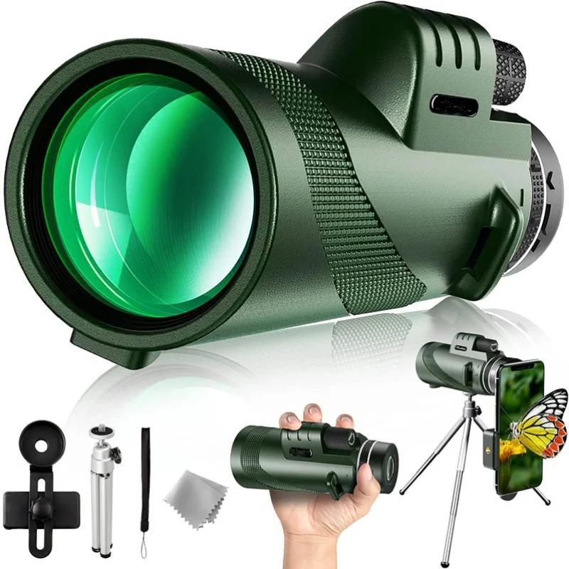 80X100 High Power Monocular Telescope, Portable Zoom HD Foldable Long Distance Mini Telescope, HD Lightweight Compact Telescope for Bird Watching Travel Outdoor Camping