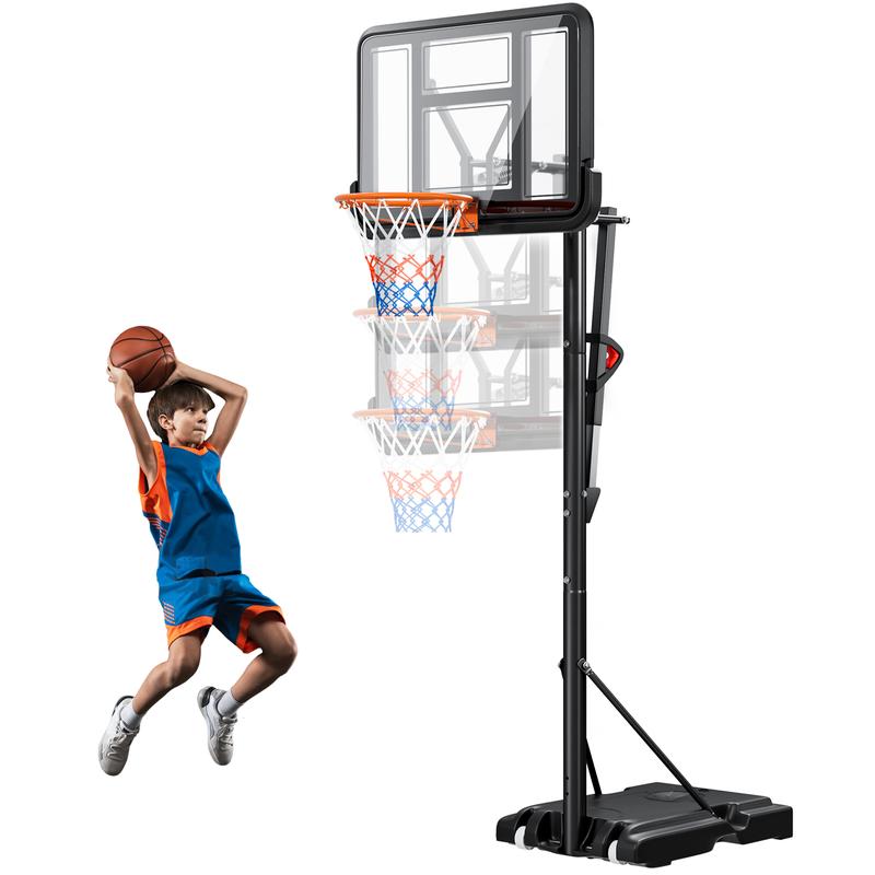 Portable Adjustable Basketball Hoop - 4.9-10ft Height, Durable Base, 44