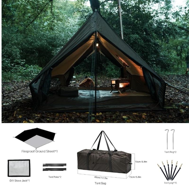 Hot Tent with Stove Jack - 4-Season Winter Camping Tent for 1-2 Persons | Waterproof, Windproof, Lightweight | Ideal for Backpacking, Hiking, Hunting, and Fishing | 82 x 59 x 47 inches hot tent bell  tent