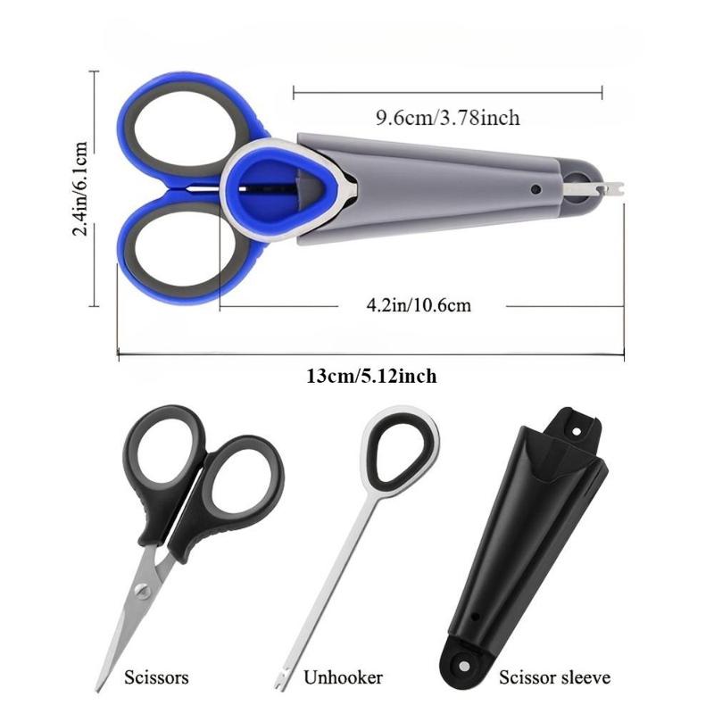 3 in 1 Fishing Trimming Tool with Unhooker & Sleeve, Stainless Steel Fishing Tool Kit, Fishing Accessories for Outdoor