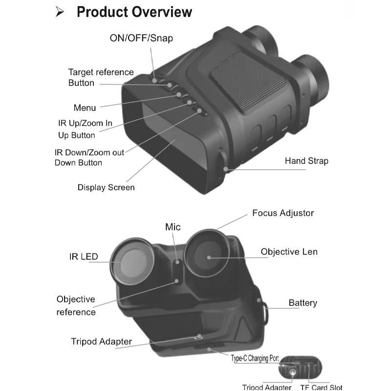 USB Digital Night Vision Binoculars, 3-inch LCD Screen Infrared Night Vision Goggles, HD Photos & 1080p Video (Battery not Included), Camping Gadgets 2024