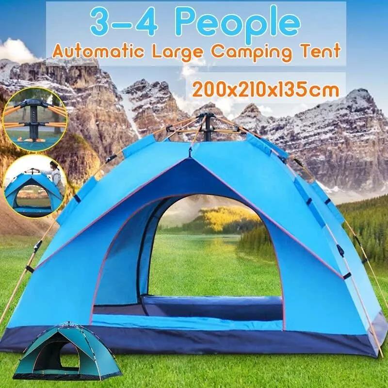 3-4 Person Pop Up Tents Waterproof Windproof Instant Tent for Camping Hiking