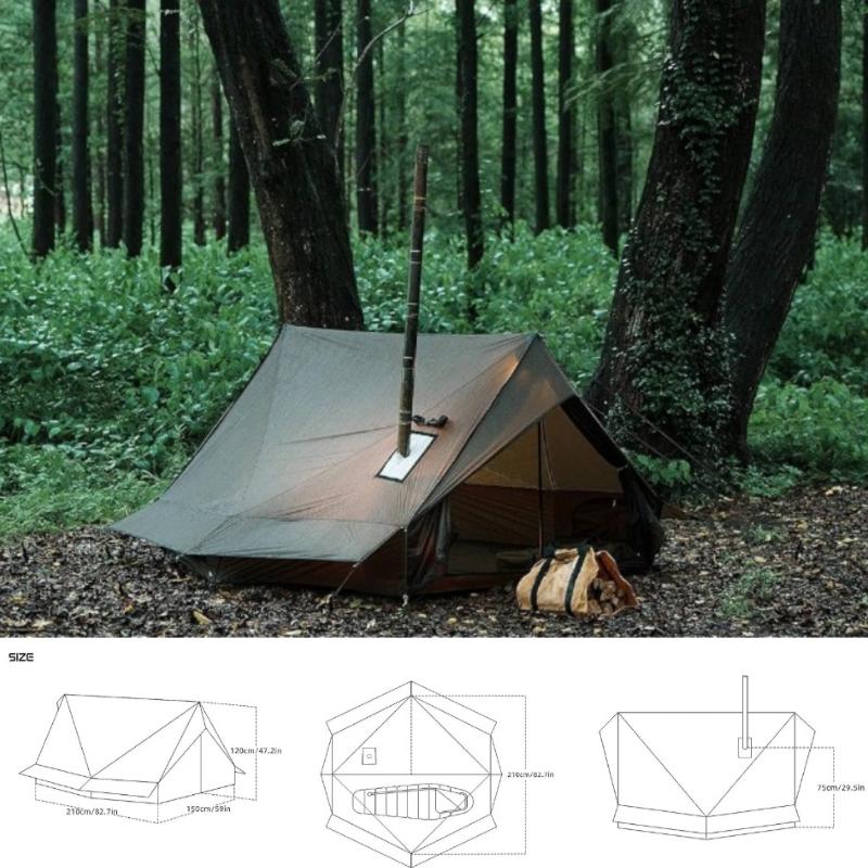 Hot Tent with Stove Jack - 4-Season Winter Camping Tent for 1-2 Persons | Waterproof, Windproof, Lightweight | Ideal for Backpacking, Hiking, Hunting, and Fishing | 82 x 59 x 47 inches hot tent bell  tent