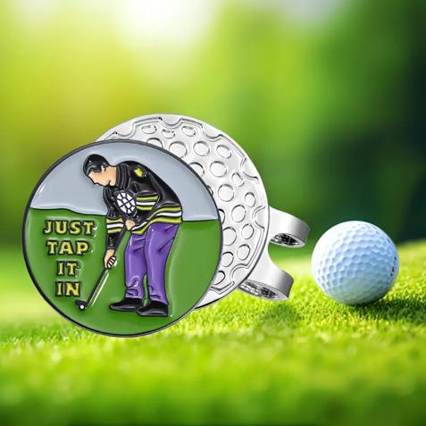 (Just Tap It In) Premium Golf Ball Marker with High-Quality Magnetic Hat Clip – Durable, Strong Hold, and Easy Access on the Course golf lover