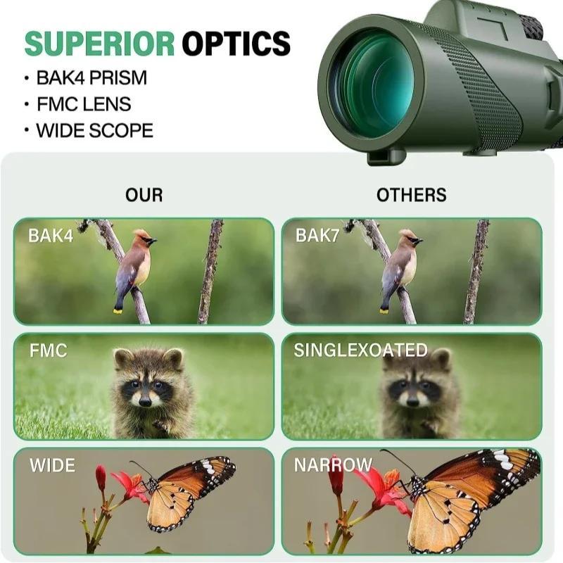 80X100 High Power Monocular Telescope, Portable Zoom HD Foldable Long Distance Mini Telescope, HD Lightweight Compact Telescope for Bird Watching Travel Outdoor Camping