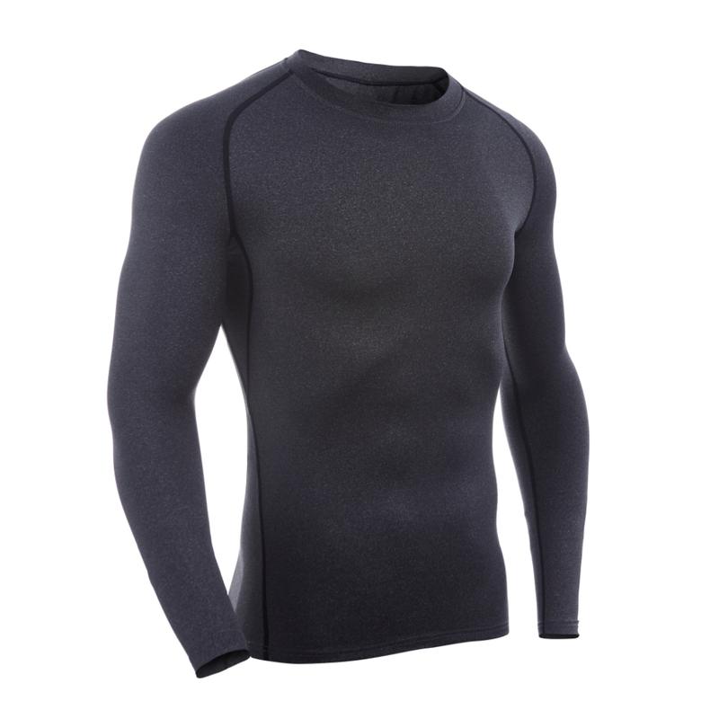 SILKWORLD Men's Long-Sleeve Compression Shirt Base-Layer Running Top, Pack of 2-3