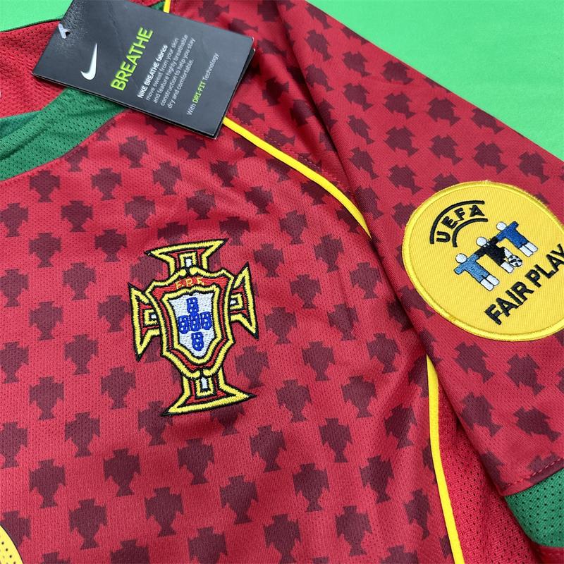 Nike Portugal Euro 2004 Home Retro Red Fan Edition Jersey #17 Ronaldo Soccer Jersey