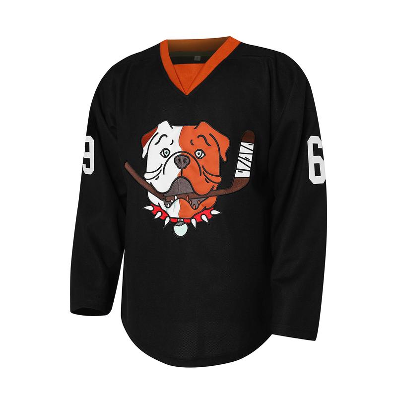 Sudbury Bulldogs Shore 69 Series Adult Hockey Jerseys Mens #69 Ice Hockey Embroidered V-Neck Loose Fit Polyester Sports Shirt - Breathable, Slight Stretch