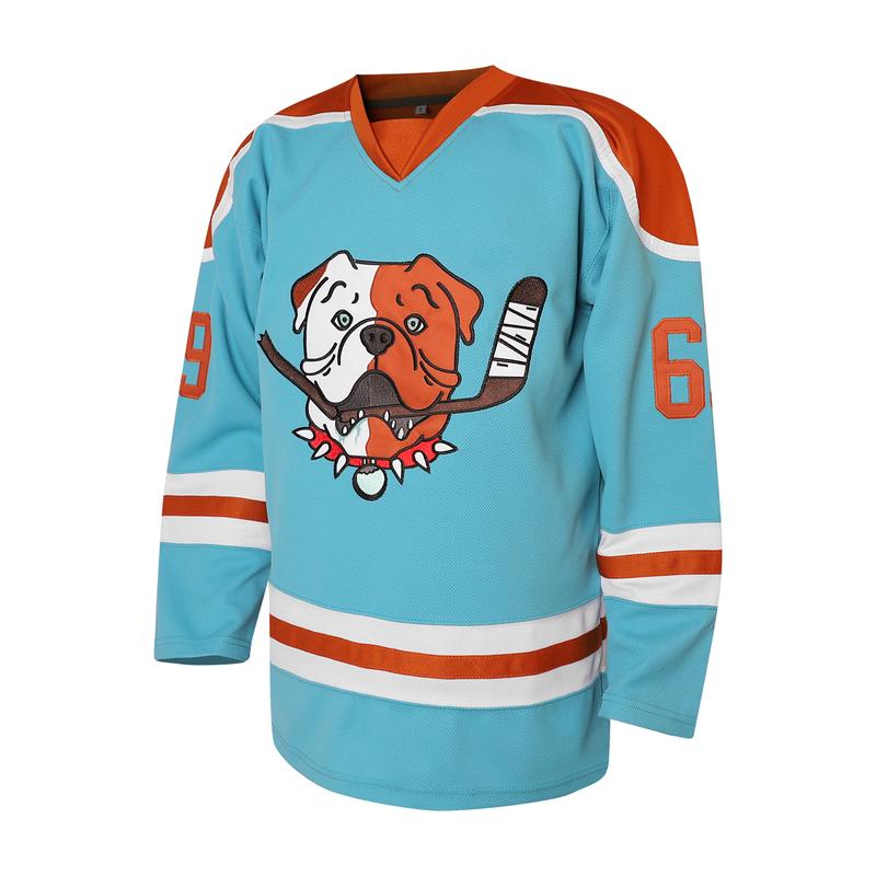 Sudbury Bulldogs Shore 69 Series Adult Hockey Jerseys Mens #69 Ice Hockey Embroidered V-Neck Loose Fit Polyester Sports Shirt - Breathable, Slight Stretch