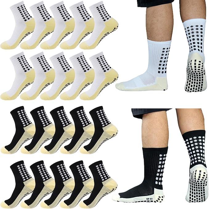 3 6 10 Pairs Soccer Socks, Breathable Cushioned With Non-Slip Silicone Grips,  For Outdoor Sports, Football Matches, Fitness Workouts