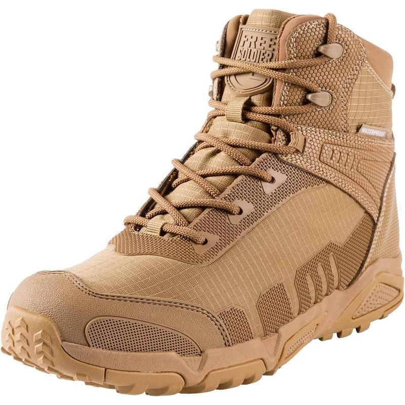 FREE SOLDIER Men's Waterproof Hiking Boots Lightweight Work Boots Military Tactical Boots Durable Combat Boots