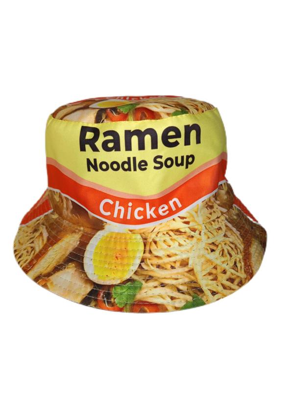 Ramen Noodle Soup Printed Bucket Hat, Casual Outdoor Street Hip Hop Sunscreen Fishing Hat, Fashion Accessories for Both Men & Women