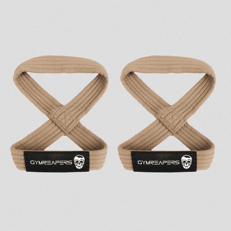 Gymreapers Figure 8 Lifting Straps, Khaki - Durable, Cotton Strength Design for Deadlift, Axle, and Barbell - Sports & Outdoor Accessories