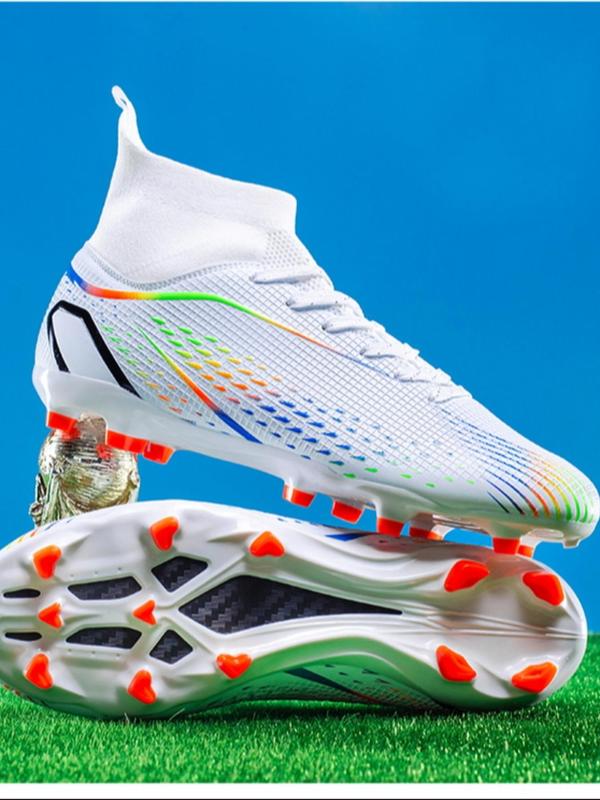 Unisex's Lace Up Football Shoes, Breathable Comfortable High Top Football Cleats, Non-slip Football Shoes for Men & Women