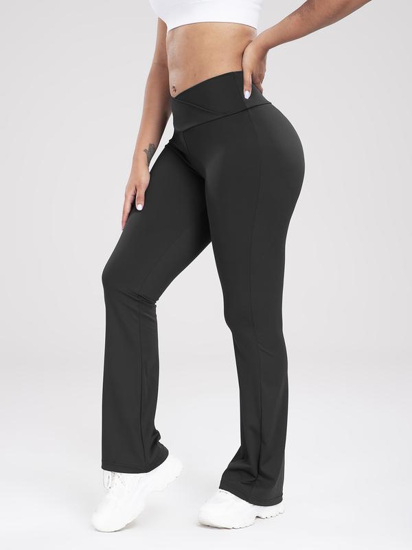 Womens' V Cross Waist Yoga Leggings with High Waisted Tummy Control Pants