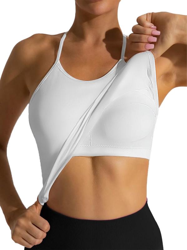 FireSwan Camisole Standppy Sports Bras for Women-Womens Yoga Workout Tops Longline Spaghetti Adjustable Removable Padded Wirefree Build in Casual Bra