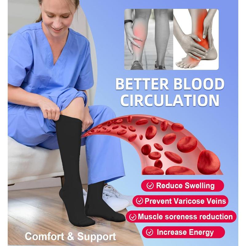 Compression Socks for Women & Men Circulation (4 Pairs) 15-20 mmHg is Best Support for Nurses Running Hiking Travel