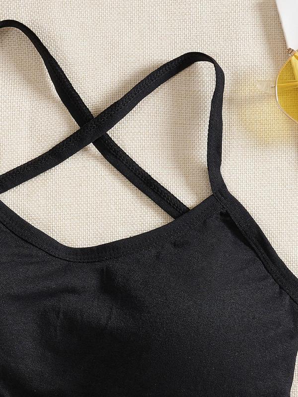 Women's Solid Color Criss Cross Backless Sports Bra, Breathable Comfortable Seamless Sports Bra, Ladies Sportswear for Indoor Outdoor Wear, Gym Clothes