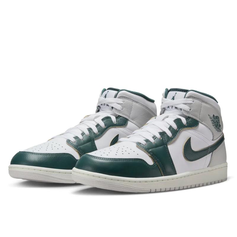 Nike Air Jordan 1 Mid Oxidized Green White Grey Sneakers FQ7720-103 Mens Fashion Sneakers New