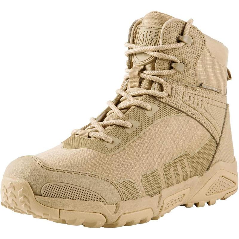 FREE SOLDIER Men's Waterproof Hiking Boots Lightweight Work Boots Military Tactical Boots Durable Combat Boots