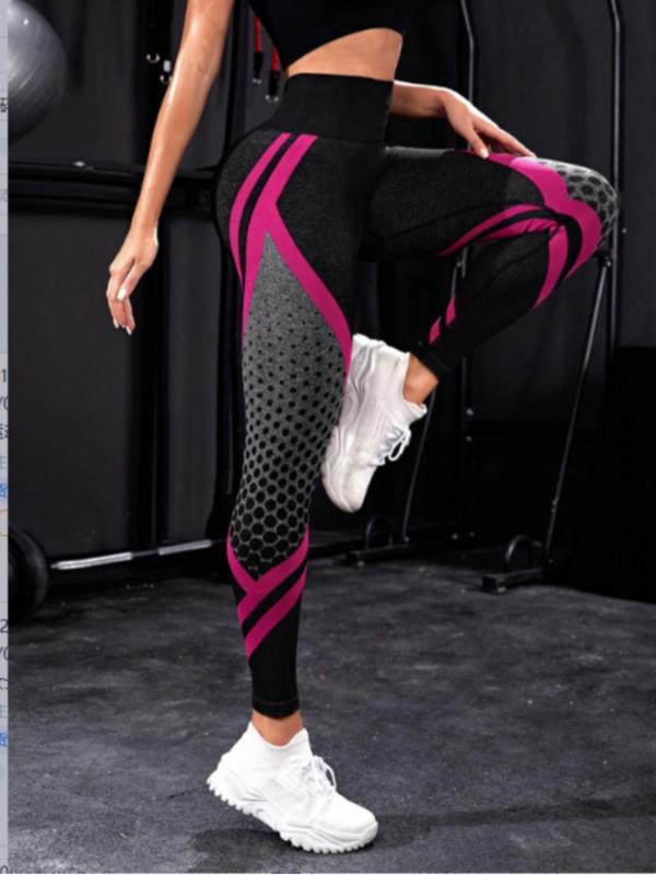 Women's Patchwork High Waist Sports Tummy Control Leggings, High Stretch Seamless Yoga Wide Waistband Leggings, Ladies Sportswear for Indoor Outdoor Wear, Fall Outfits 2024, Leggings for Women