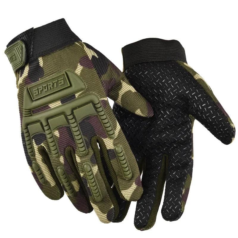 Kids Full Finger Tactical Riding Gloves with Anti-slip Protection and Camouflage Design