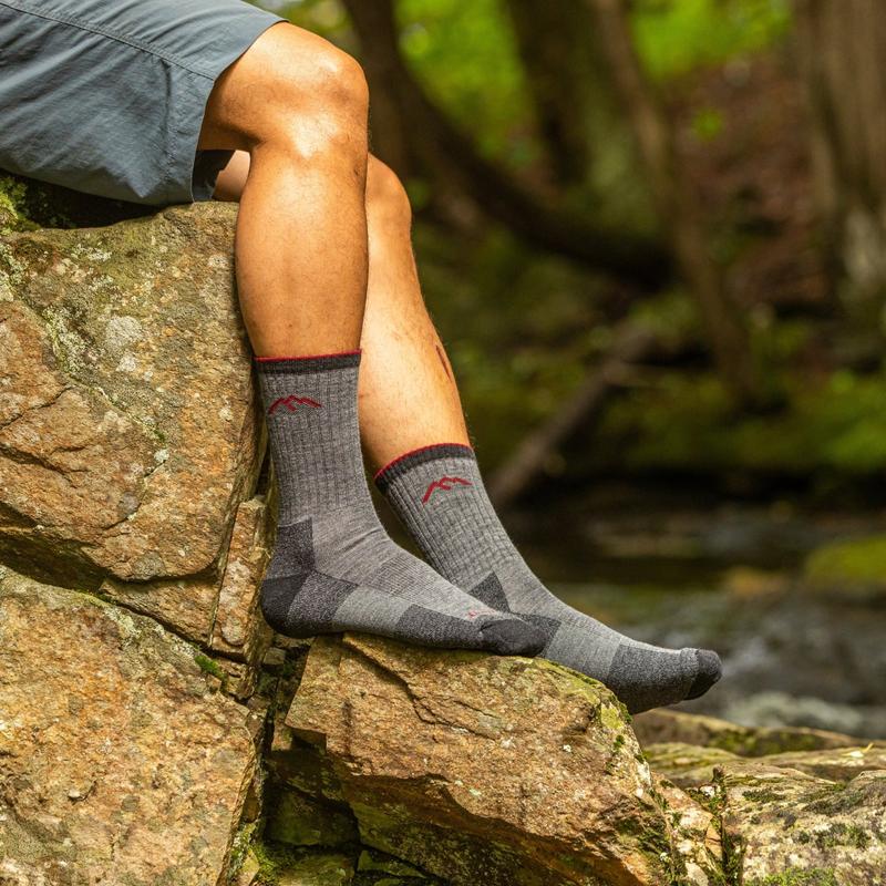 Darn Tough Men's Hiker Micro Crew Midweight Hiking Sock - Perfect for Outdoor Activities | Boot Socks | Black and Olive Color | Menswear