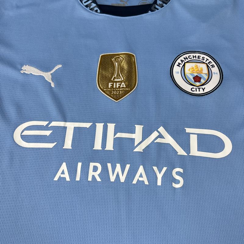 PUMA 2425 Manchester City Home Blue Short Sleeve Retro Top Haaland No.9 Soccer Jersey Quick Dry Premier League