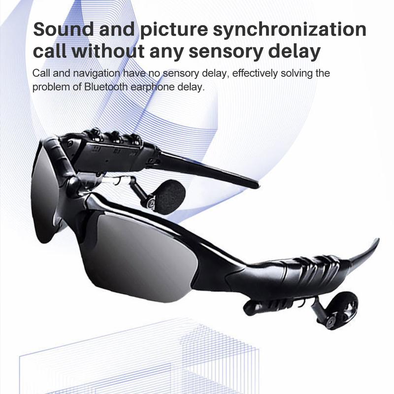 Wireless & Smart Sport Sunglasses，Perfect for Sports, Outdoor, Driving & Cycling ，5.3: Enhanced UV Protection, Compatible with SmartPhone & PC - Incredible Stereo Sound - Handsfree Earphone - Classy Black